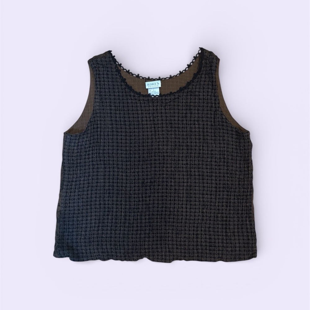 Vintage Koret Black Textured Tank Top - Reversible